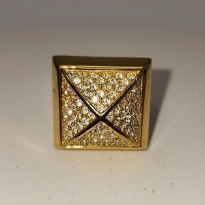 Michael KORS Size 7, Gold Tone Pyramid‎ Stud Ring with Crystals